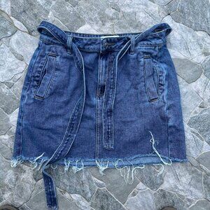 PACSUN Skirt Womens Jean Mini Skirt Size 28 Denim Pockets And Belt